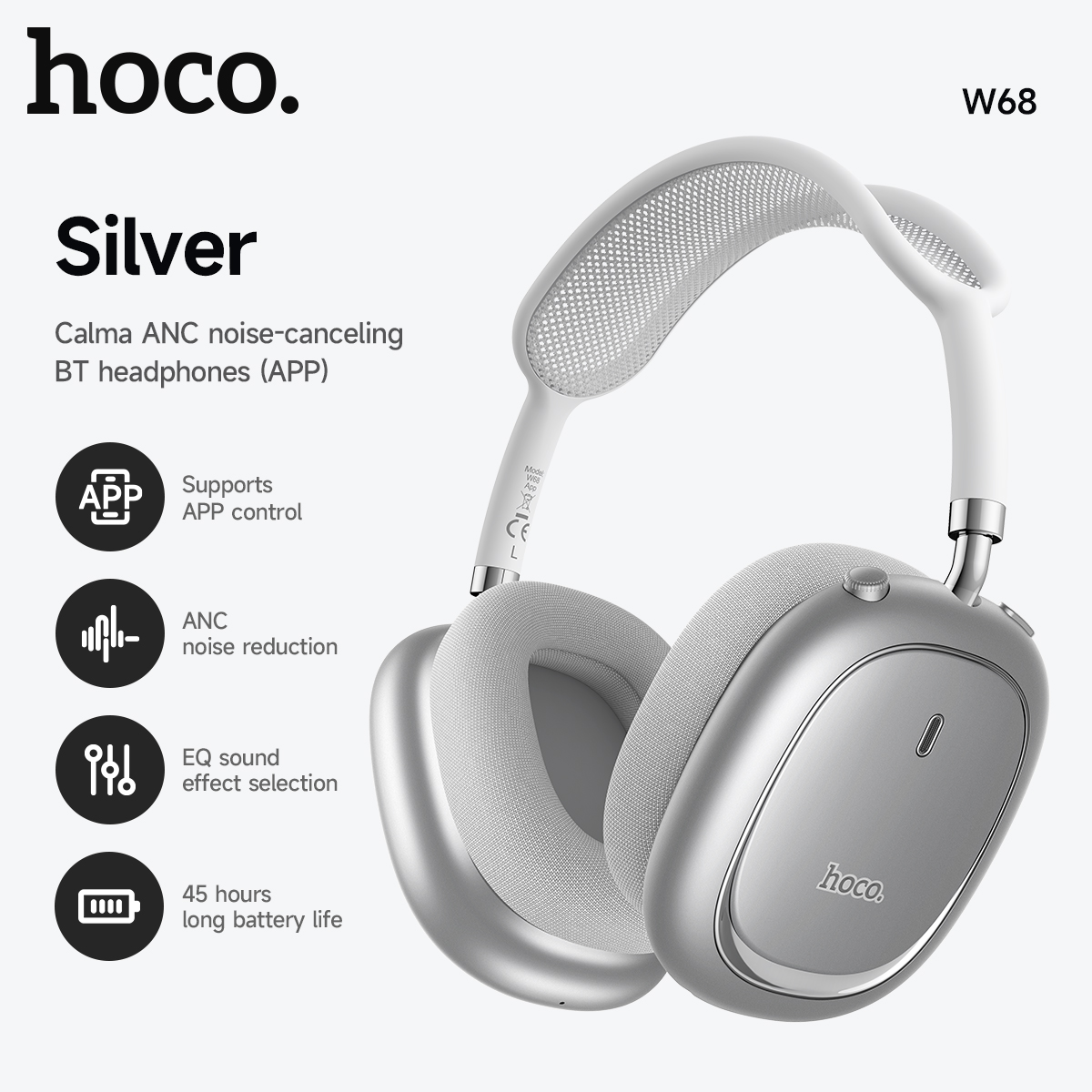 Anc Wireless Over Ear Headphones - Fones de Ouvido Bluetooth 6.0 com